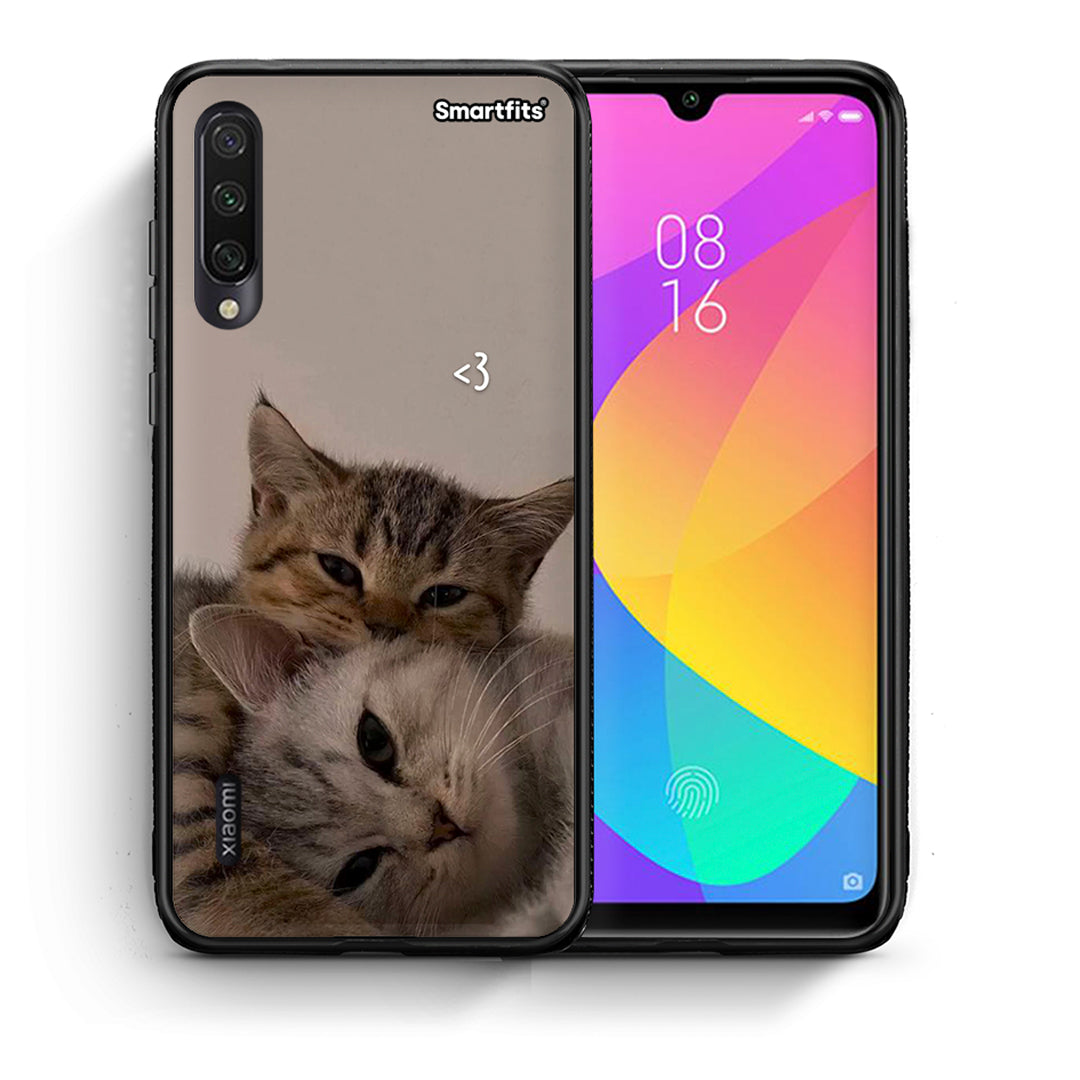 Θήκη Xiaomi Mi A3 Cats In Love από τη Smartfits με σχέδιο στο πίσω μέρος και μαύρο περίβλημα | Xiaomi Mi A3 Cats In Love case with colorful back and black bezels