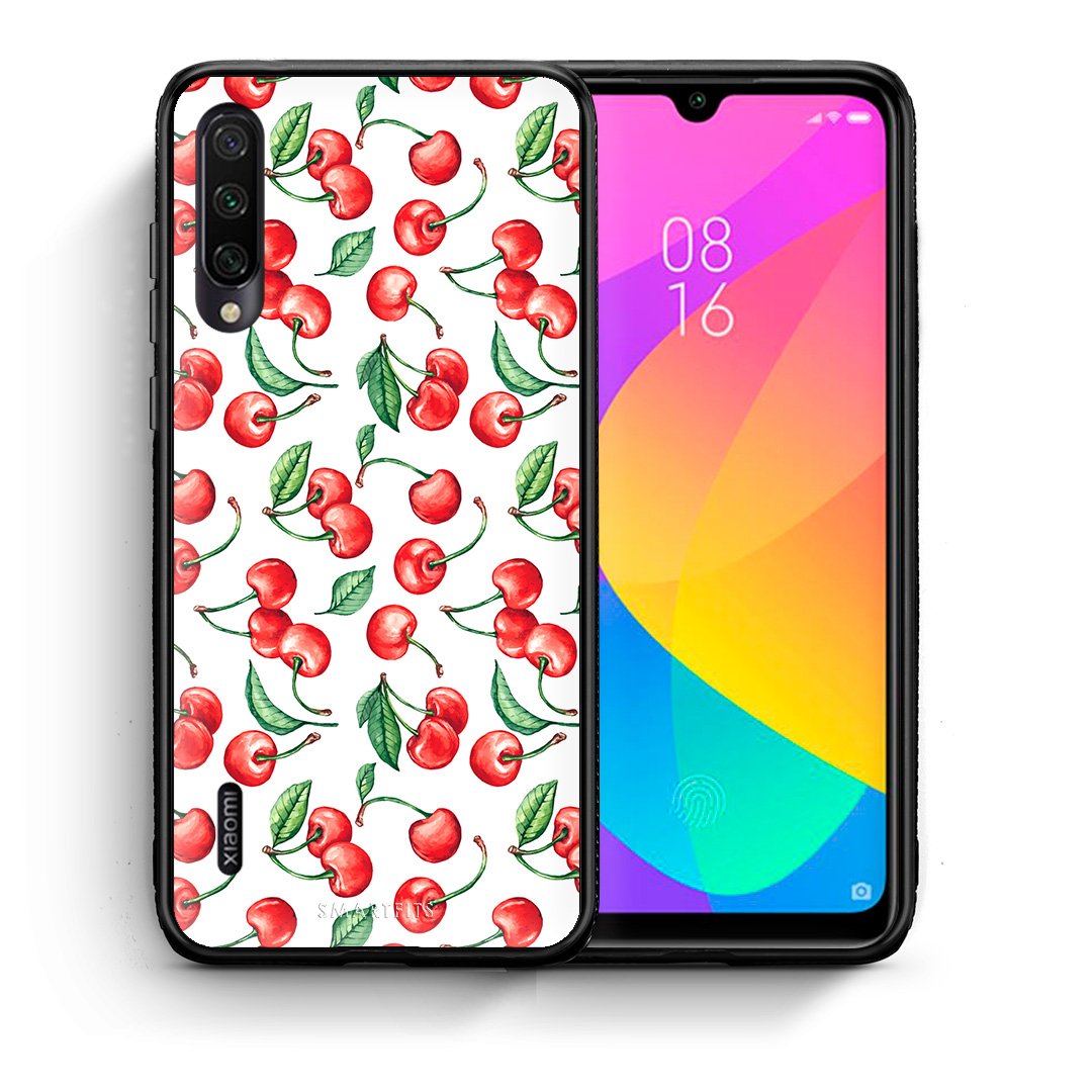 Θήκη Xiaomi Mi A3 Cherry Summer από τη Smartfits με σχέδιο στο πίσω μέρος και μαύρο περίβλημα | Xiaomi Mi A3 Cherry Summer case with colorful back and black bezels