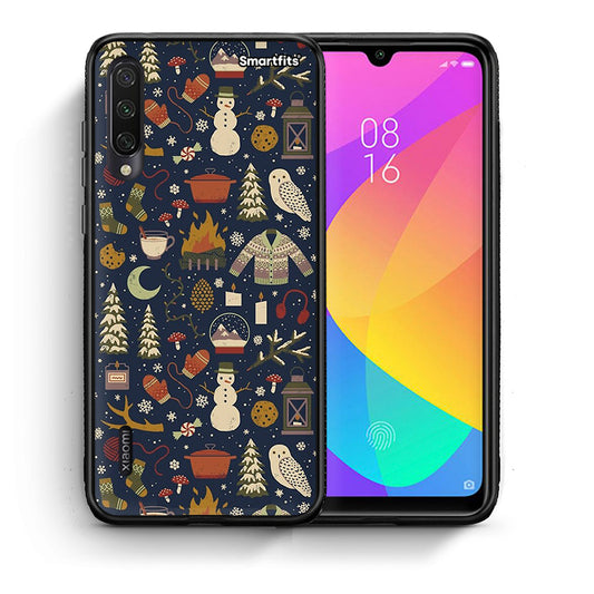 Θήκη Xiaomi Mi A3 Christmas Elements από τη Smartfits με σχέδιο στο πίσω μέρος και μαύρο περίβλημα | Xiaomi Mi A3 Christmas Elements case with colorful back and black bezels