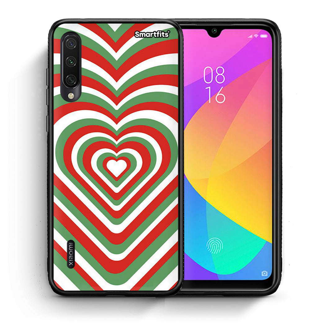 Θήκη Xiaomi Mi A3 Christmas Hearts από τη Smartfits με σχέδιο στο πίσω μέρος και μαύρο περίβλημα | Xiaomi Mi A3 Christmas Hearts case with colorful back and black bezels