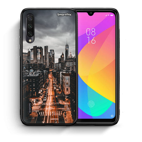Θήκη Xiaomi Mi A3 City Lights από τη Smartfits με σχέδιο στο πίσω μέρος και μαύρο περίβλημα | Xiaomi Mi A3 City Lights case with colorful back and black bezels