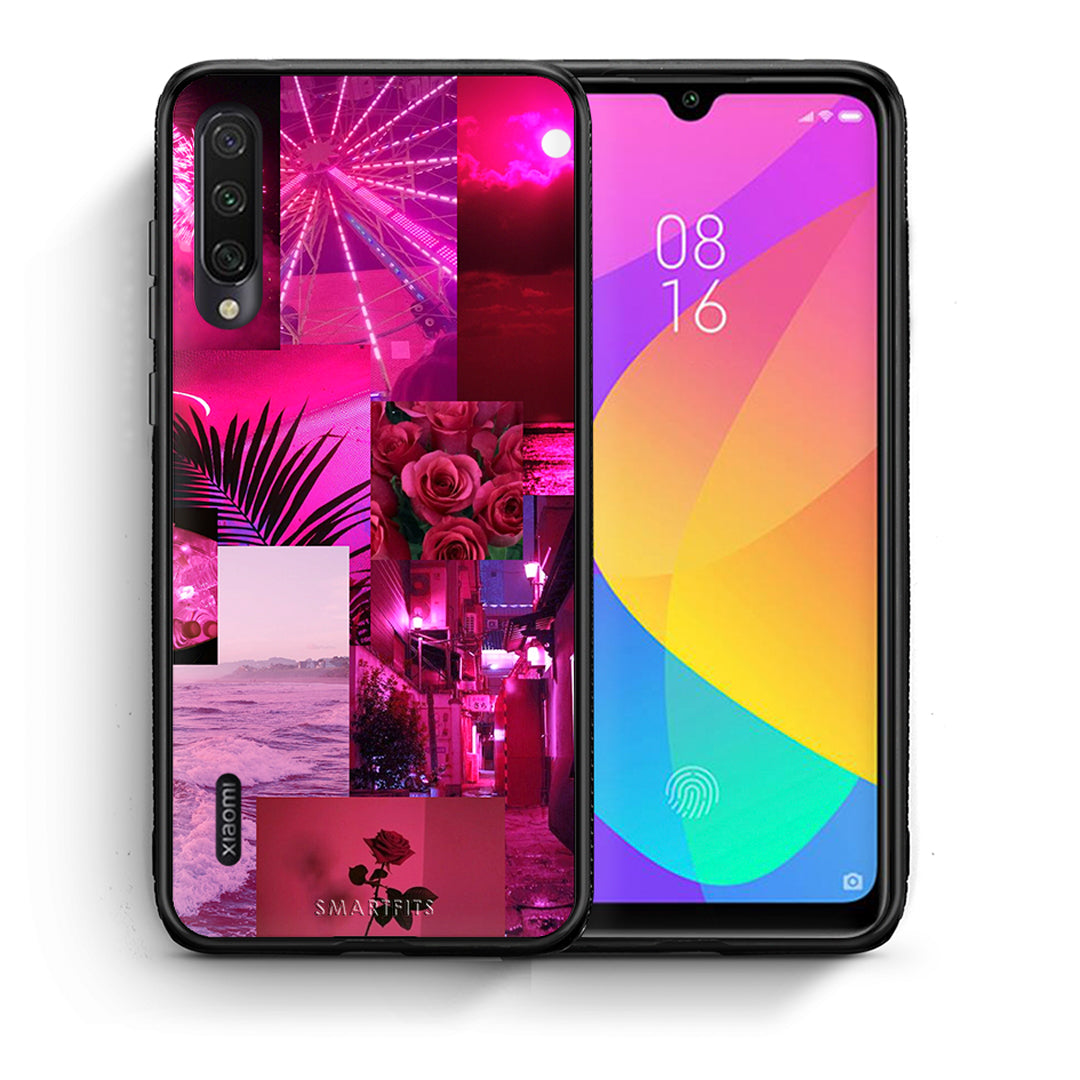 Θήκη Αγίου Βαλεντίνου Xiaomi Mi A3 Collage Red Roses από τη Smartfits με σχέδιο στο πίσω μέρος και μαύρο περίβλημα | Xiaomi Mi A3 Collage Red Roses case with colorful back and black bezels