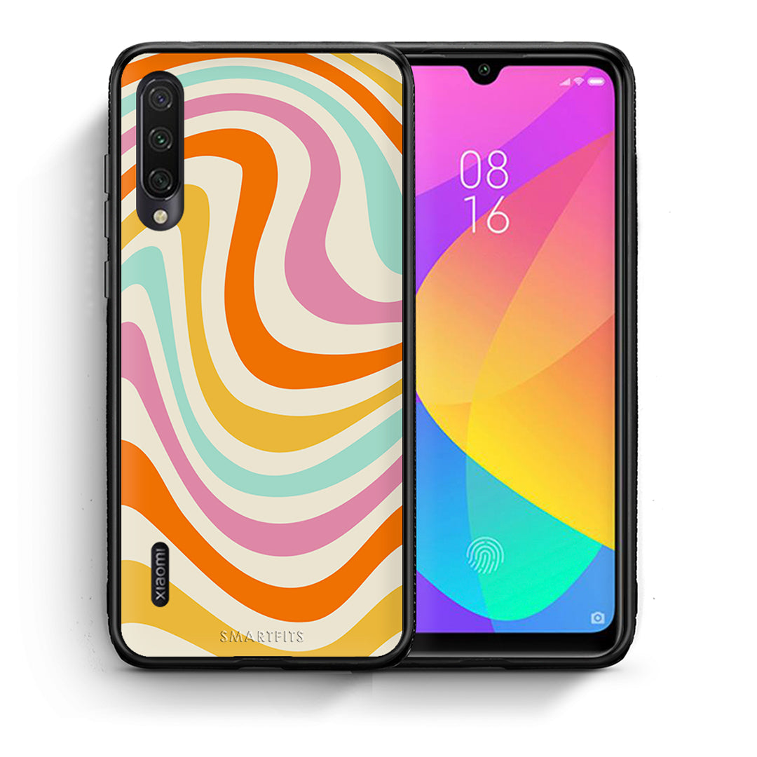 Θήκη Xiaomi Mi A3 Colourful Waves από τη Smartfits με σχέδιο στο πίσω μέρος και μαύρο περίβλημα | Xiaomi Mi A3 Colourful Waves case with colorful back and black bezels
