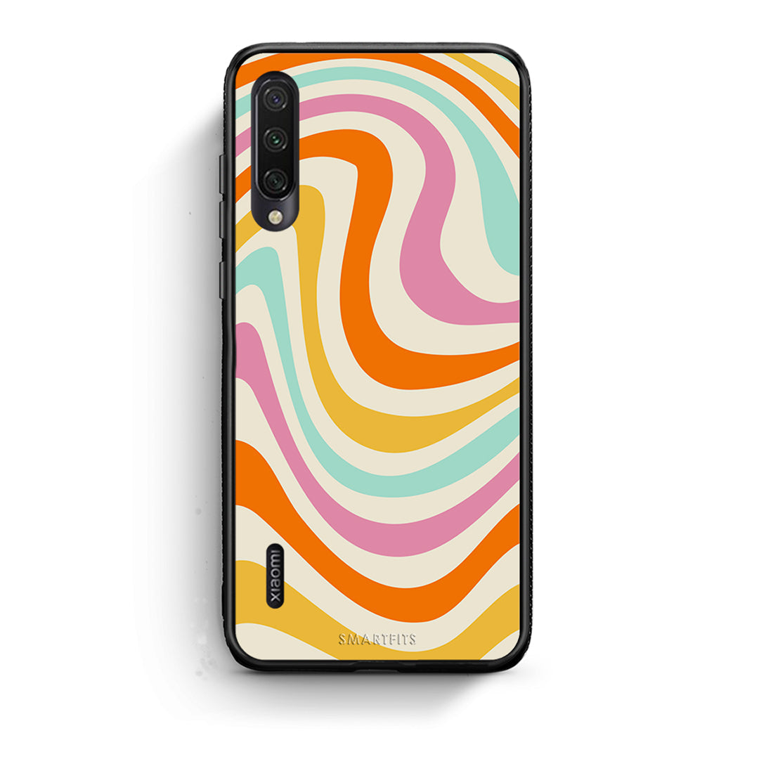 Xiaomi Mi A3 Colourful Waves θήκη από τη Smartfits με σχέδιο στο πίσω μέρος και μαύρο περίβλημα | Smartphone case with colorful back and black bezels by Smartfits
