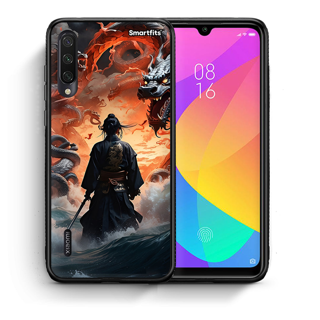 Θήκη Xiaomi Mi A3 Dragons Fight από τη Smartfits με σχέδιο στο πίσω μέρος και μαύρο περίβλημα | Xiaomi Mi A3 Dragons Fight case with colorful back and black bezels