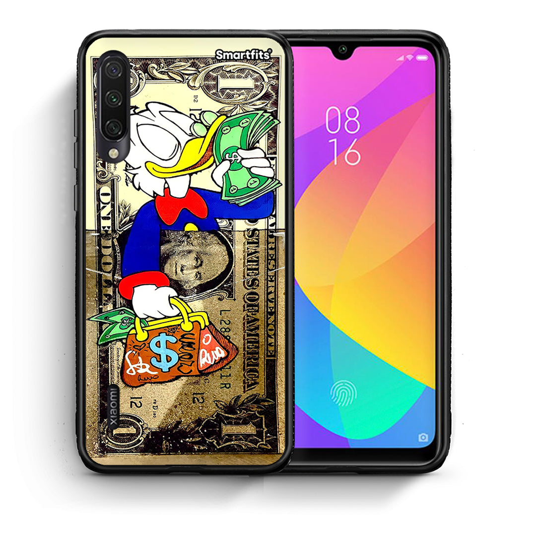 Θήκη Xiaomi Mi A3 Duck Money από τη Smartfits με σχέδιο στο πίσω μέρος και μαύρο περίβλημα | Xiaomi Mi A3 Duck Money case with colorful back and black bezels