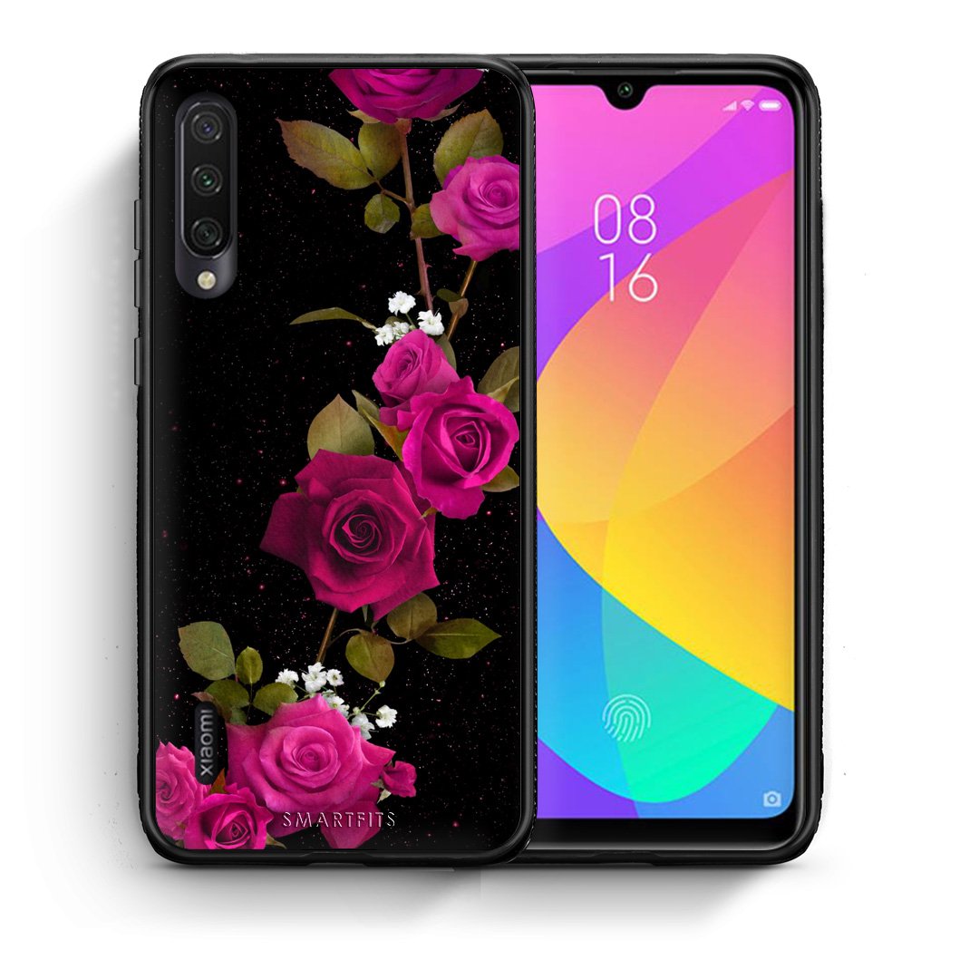Θήκη Xiaomi Mi A3 Red Roses Flower από τη Smartfits με σχέδιο στο πίσω μέρος και μαύρο περίβλημα | Xiaomi Mi A3 Red Roses Flower case with colorful back and black bezels