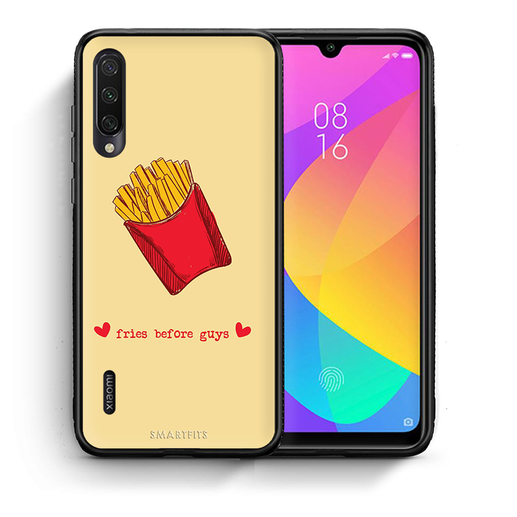 Θήκη Αγίου Βαλεντίνου Xiaomi Mi A3 Fries Before Guys από τη Smartfits με σχέδιο στο πίσω μέρος και μαύρο περίβλημα | Xiaomi Mi A3 Fries Before Guys case with colorful back and black bezels