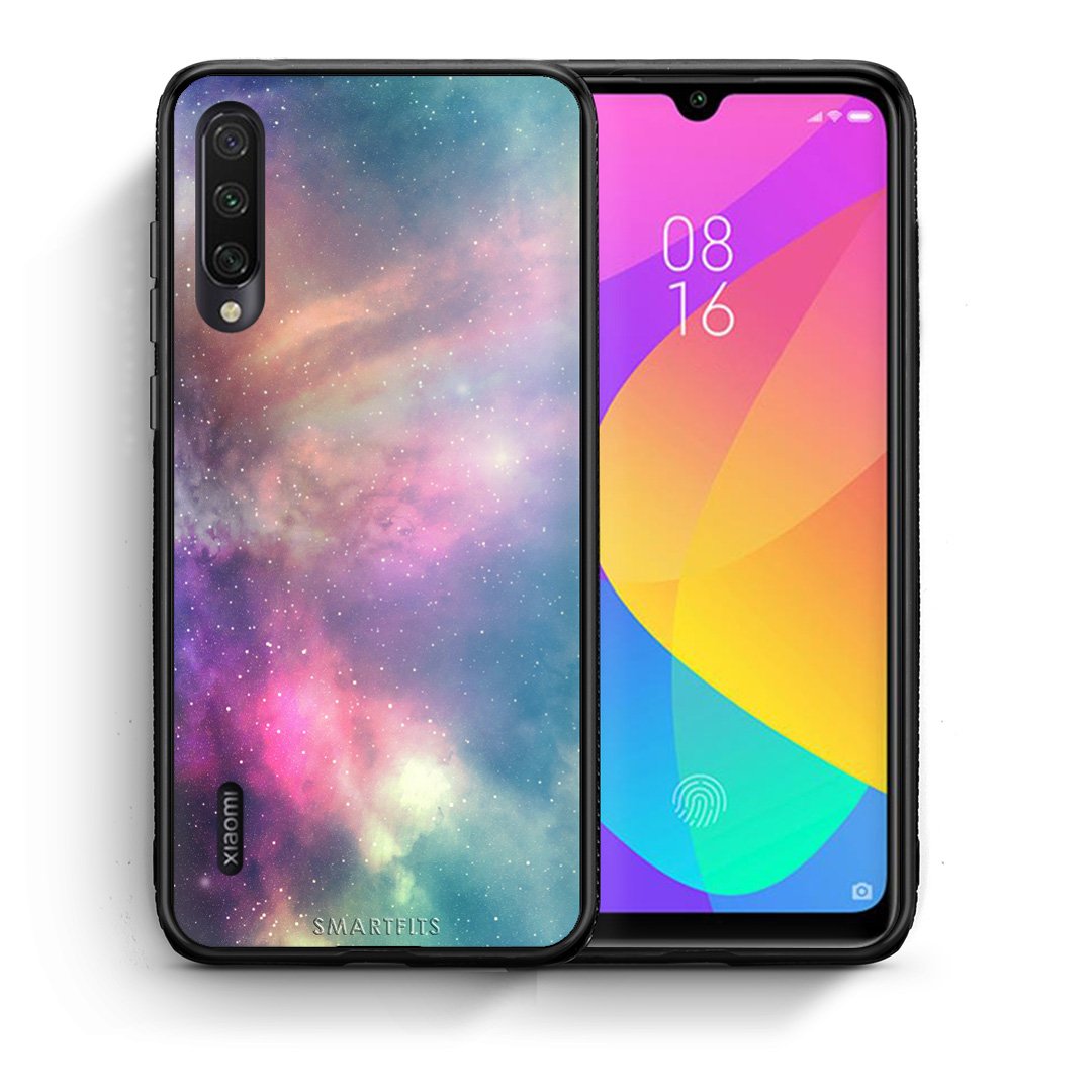 Θήκη Xiaomi Mi A3 Rainbow Galaxy από τη Smartfits με σχέδιο στο πίσω μέρος και μαύρο περίβλημα | Xiaomi Mi A3 Rainbow Galaxy case with colorful back and black bezels