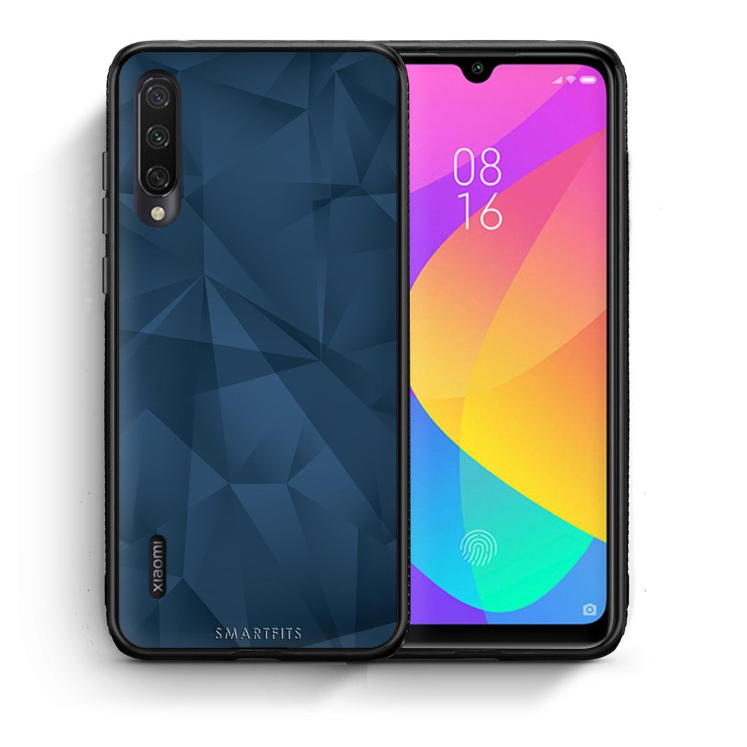 Θήκη Xiaomi Mi A3 Blue Abstract Geometric από τη Smartfits με σχέδιο στο πίσω μέρος και μαύρο περίβλημα | Xiaomi Mi A3 Blue Abstract Geometric case with colorful back and black bezels
