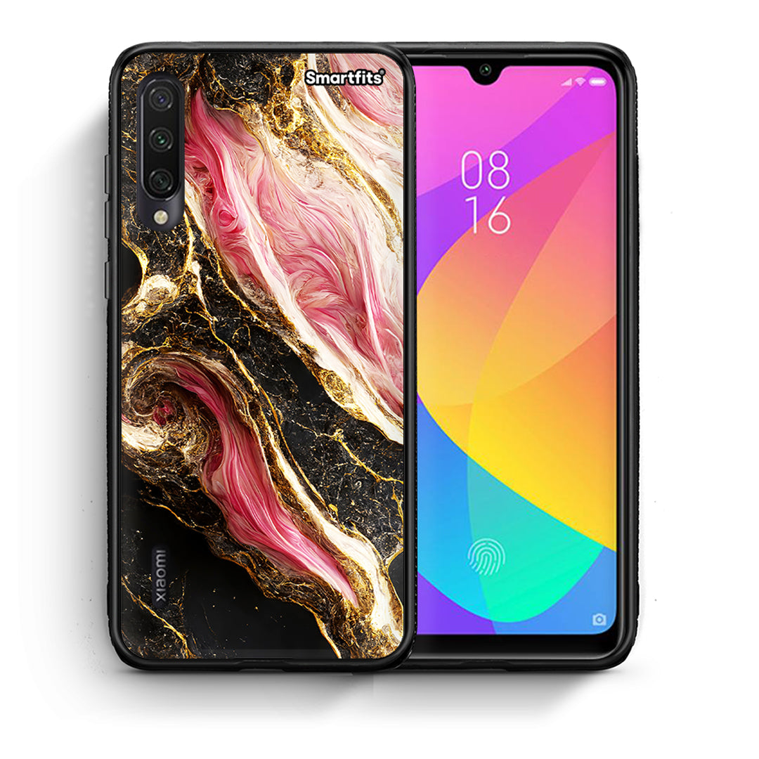 Θήκη Xiaomi Mi A3 Glamorous Pink Marble από τη Smartfits με σχέδιο στο πίσω μέρος και μαύρο περίβλημα | Xiaomi Mi A3 Glamorous Pink Marble case with colorful back and black bezels