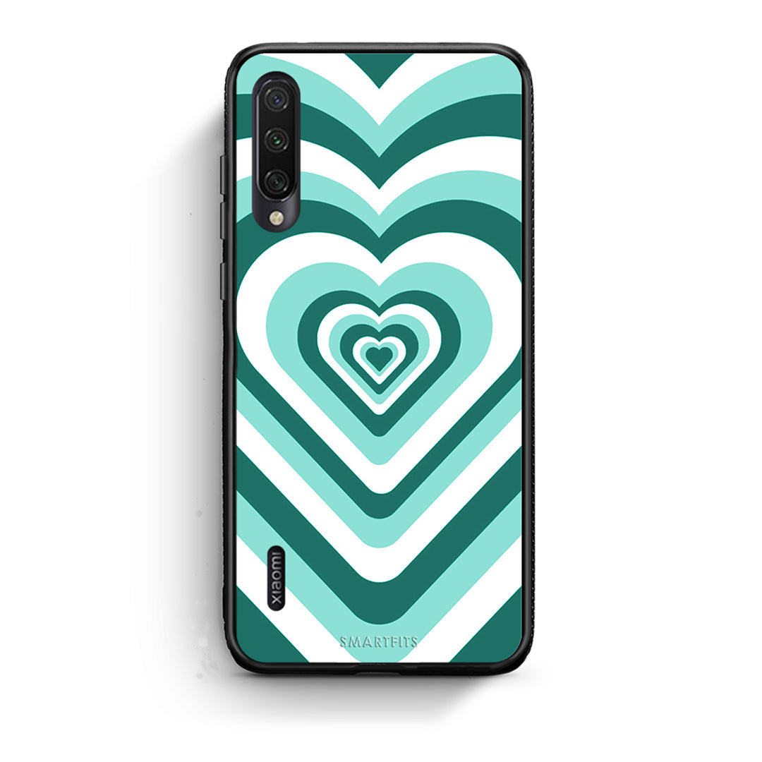 Xiaomi Mi A3 Green Hearts θήκη από τη Smartfits με σχέδιο στο πίσω μέρος και μαύρο περίβλημα | Smartphone case with colorful back and black bezels by Smartfits