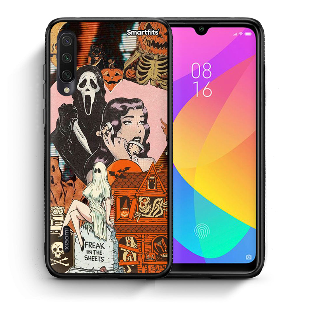 Θήκη Xiaomi Mi A3 Halloween Collage από τη Smartfits με σχέδιο στο πίσω μέρος και μαύρο περίβλημα | Xiaomi Mi A3 Halloween Collage case with colorful back and black bezels