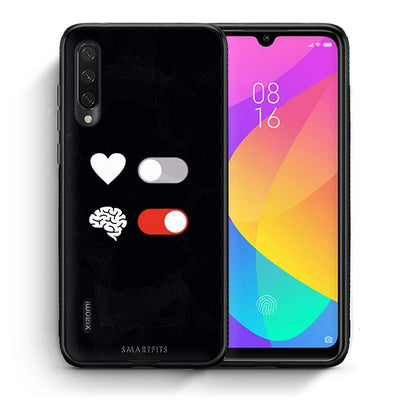 Θήκη Αγίου Βαλεντίνου Xiaomi Mi A3 Heart Vs Brain από τη Smartfits με σχέδιο στο πίσω μέρος και μαύρο περίβλημα | Xiaomi Mi A3 Heart Vs Brain case with colorful back and black bezels
