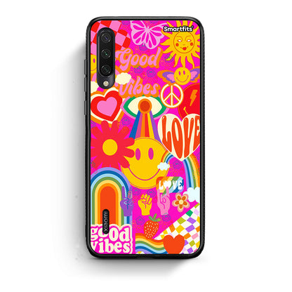Xiaomi Mi A3 Hippie Love θήκη από τη Smartfits με σχέδιο στο πίσω μέρος και μαύρο περίβλημα | Smartphone case with colorful back and black bezels by Smartfits