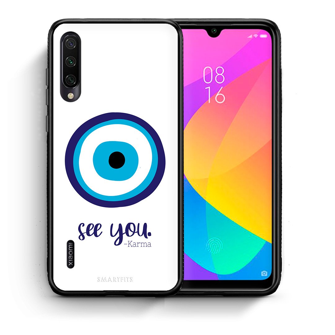Θήκη Xiaomi Mi A3 Karma Says από τη Smartfits με σχέδιο στο πίσω μέρος και μαύρο περίβλημα | Xiaomi Mi A3 Karma Says case with colorful back and black bezels
