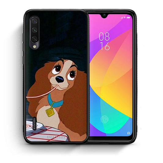 Θήκη Αγίου Βαλεντίνου Xiaomi Mi A3 Lady And Tramp 2 από τη Smartfits με σχέδιο στο πίσω μέρος και μαύρο περίβλημα | Xiaomi Mi A3 Lady And Tramp 2 case with colorful back and black bezels