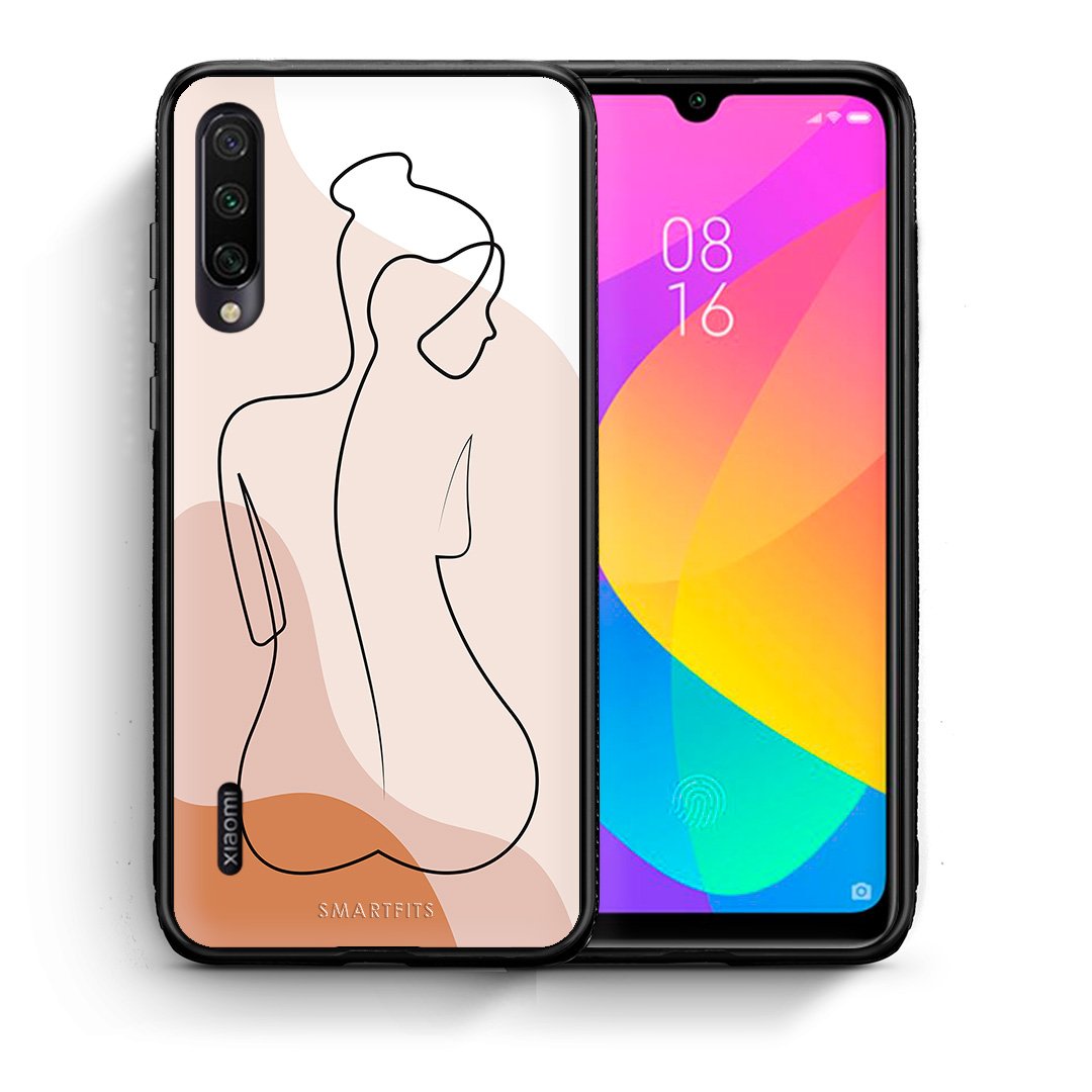 Θήκη Xiaomi Mi A3 LineArt Woman από τη Smartfits με σχέδιο στο πίσω μέρος και μαύρο περίβλημα | Xiaomi Mi A3 LineArt Woman case with colorful back and black bezels