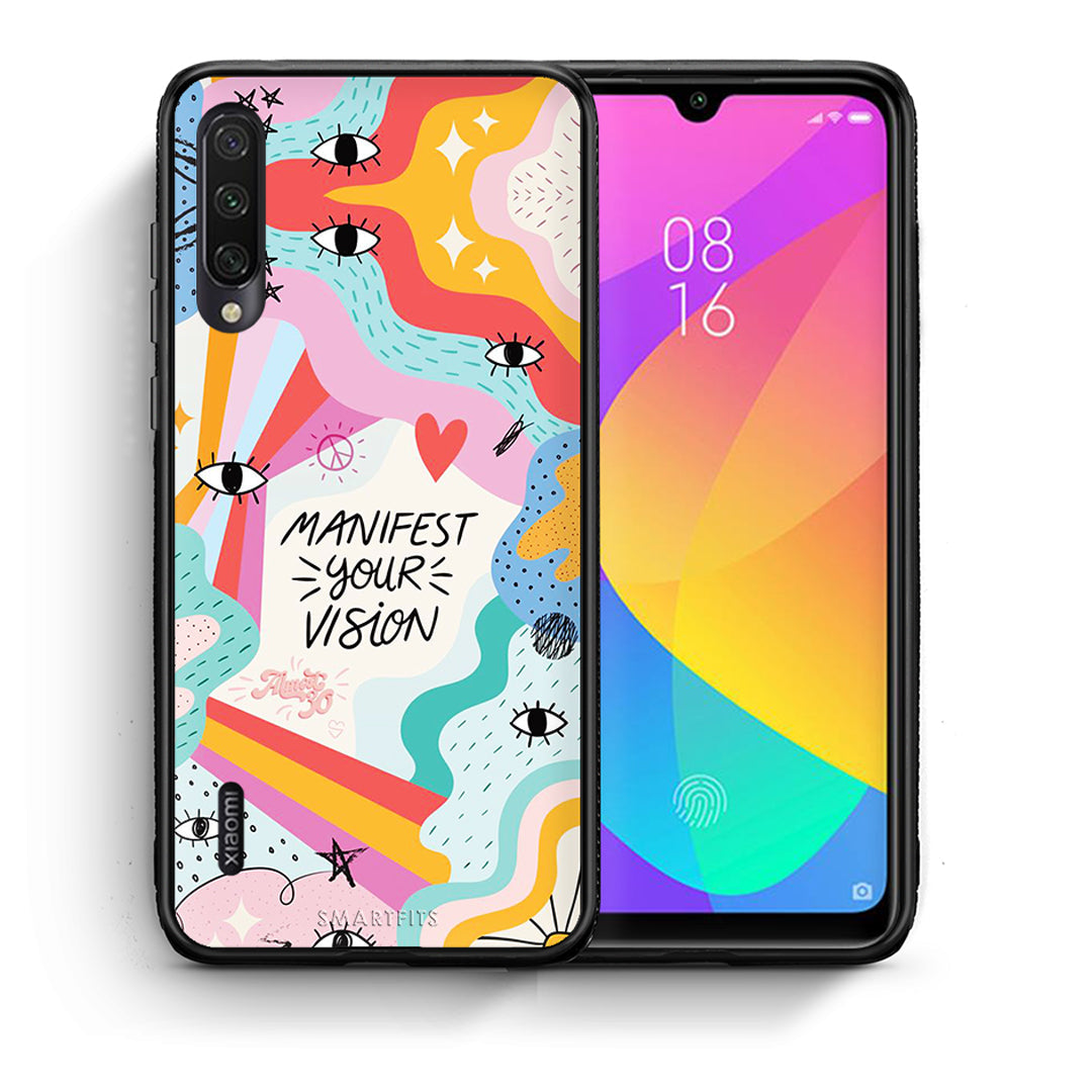 Θήκη Xiaomi Mi A3 Manifest Your Vision από τη Smartfits με σχέδιο στο πίσω μέρος και μαύρο περίβλημα | Xiaomi Mi A3 Manifest Your Vision case with colorful back and black bezels