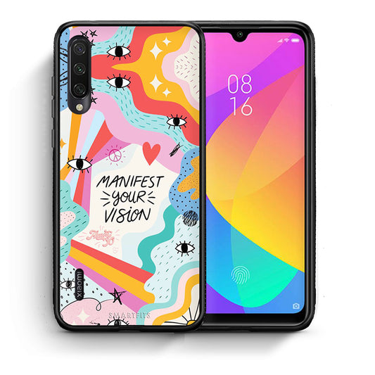 Θήκη Xiaomi Mi A3 Manifest Your Vision από τη Smartfits με σχέδιο στο πίσω μέρος και μαύρο περίβλημα | Xiaomi Mi A3 Manifest Your Vision case with colorful back and black bezels