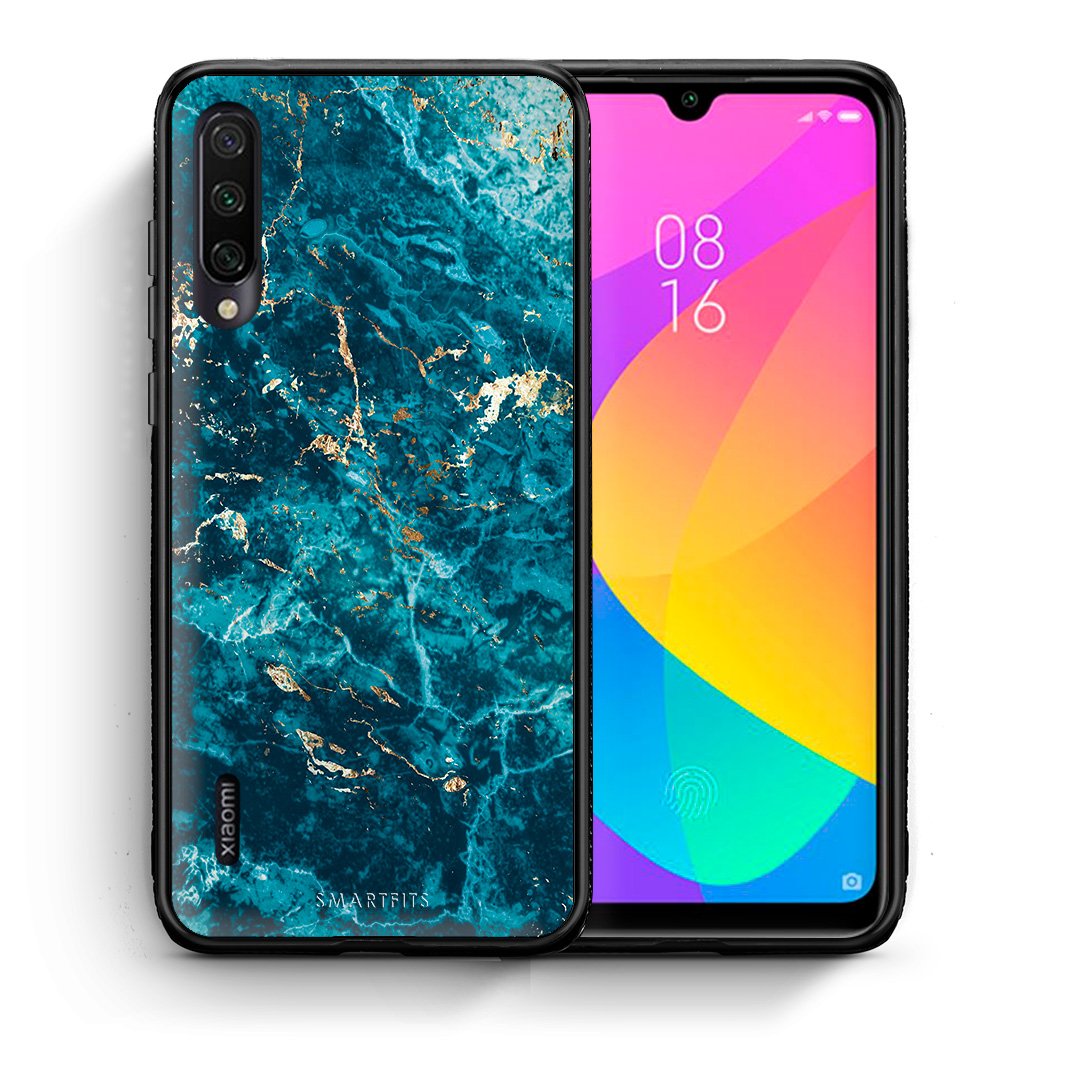 Θήκη Xiaomi Mi A3 Marble Blue από τη Smartfits με σχέδιο στο πίσω μέρος και μαύρο περίβλημα | Xiaomi Mi A3 Marble Blue case with colorful back and black bezels
