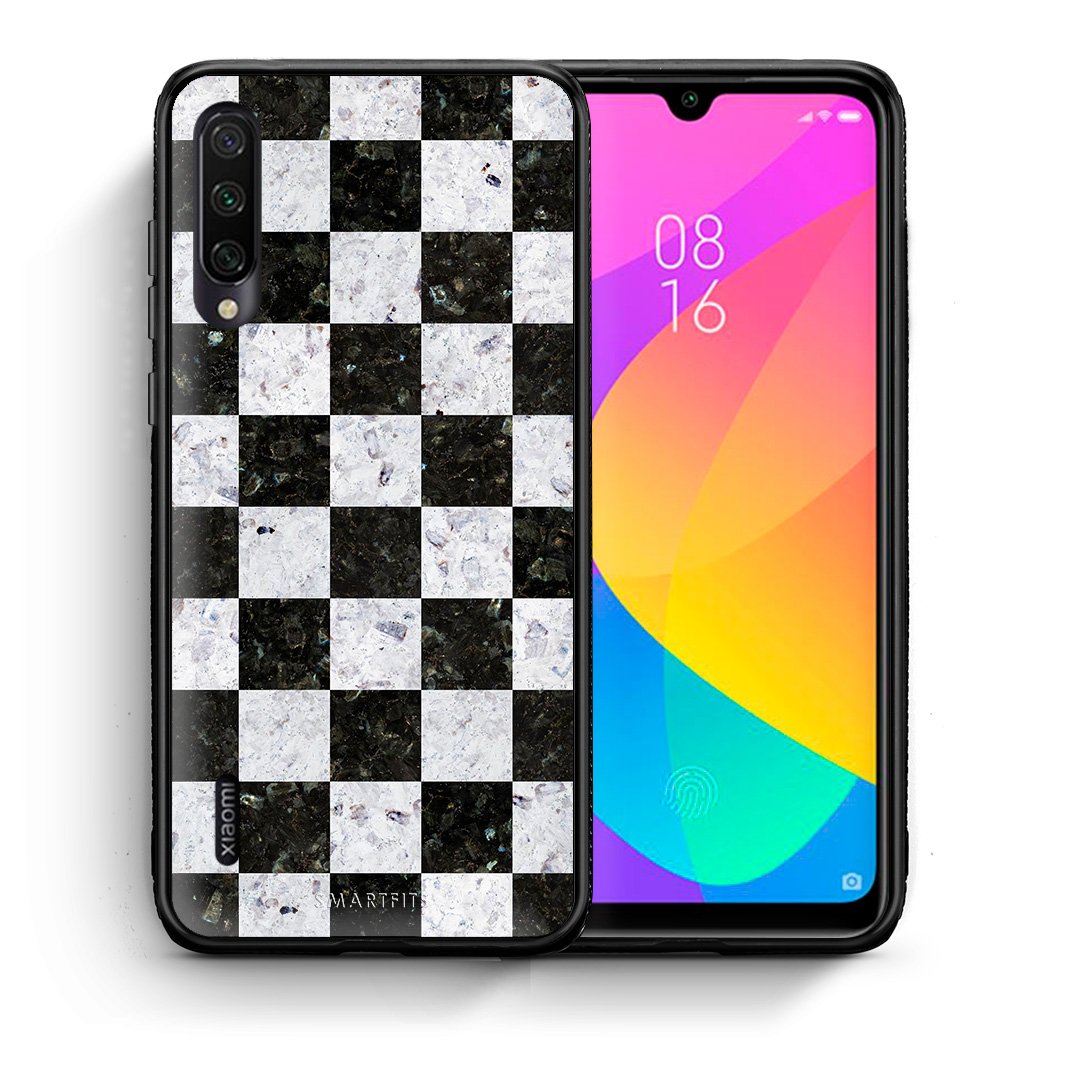 Θήκη Xiaomi Mi A3 Square Geometric Marble από τη Smartfits με σχέδιο στο πίσω μέρος και μαύρο περίβλημα | Xiaomi Mi A3 Square Geometric Marble case with colorful back and black bezels