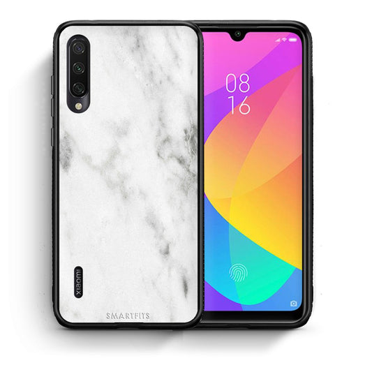 Θήκη Xiaomi Mi A3 White Marble από τη Smartfits με σχέδιο στο πίσω μέρος και μαύρο περίβλημα | Xiaomi Mi A3 White Marble case with colorful back and black bezels