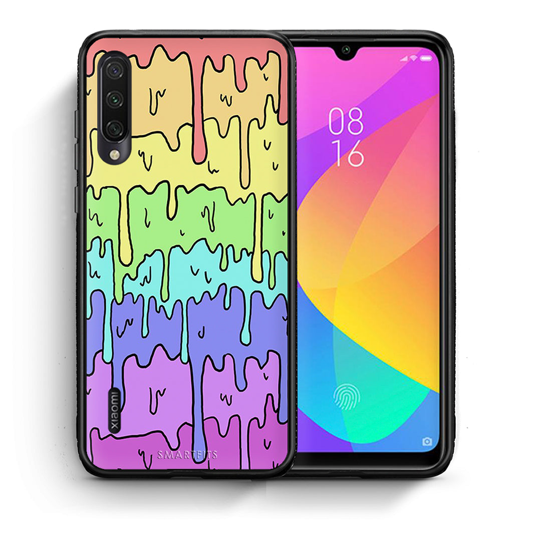 Θήκη Xiaomi Mi A3 Melting Rainbow από τη Smartfits με σχέδιο στο πίσω μέρος και μαύρο περίβλημα | Xiaomi Mi A3 Melting Rainbow case with colorful back and black bezels