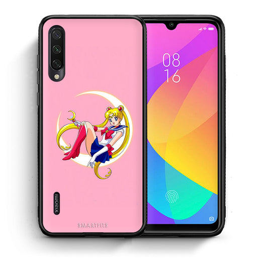 Θήκη Xiaomi Mi A3 Moon Girl από τη Smartfits με σχέδιο στο πίσω μέρος και μαύρο περίβλημα | Xiaomi Mi A3 Moon Girl case with colorful back and black bezels