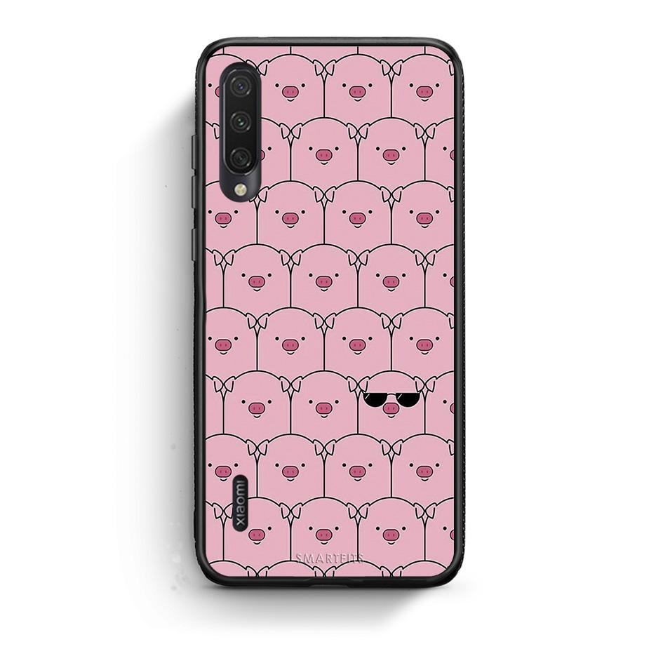 Xiaomi Mi A3 Pig Glasses θήκη από τη Smartfits με σχέδιο στο πίσω μέρος και μαύρο περίβλημα | Smartphone case with colorful back and black bezels by Smartfits