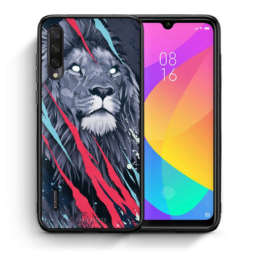 Θήκη Xiaomi Mi A3 Lion Designer PopArt από τη Smartfits με σχέδιο στο πίσω μέρος και μαύρο περίβλημα | Xiaomi Mi A3 Lion Designer PopArt case with colorful back and black bezels