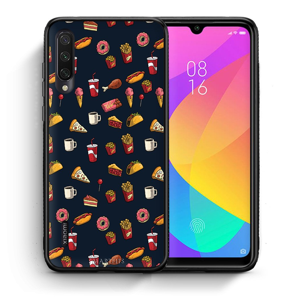 Θήκη Xiaomi Mi A3 Hungry Random από τη Smartfits με σχέδιο στο πίσω μέρος και μαύρο περίβλημα | Xiaomi Mi A3 Hungry Random case with colorful back and black bezels