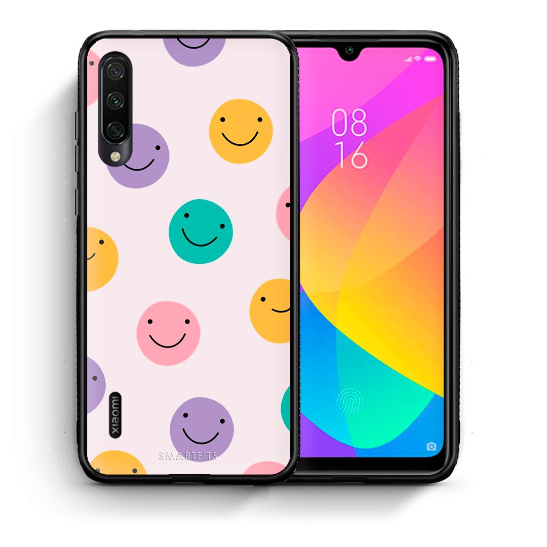 Θήκη Xiaomi Mi A3 Smiley Faces από τη Smartfits με σχέδιο στο πίσω μέρος και μαύρο περίβλημα | Xiaomi Mi A3 Smiley Faces case with colorful back and black bezels