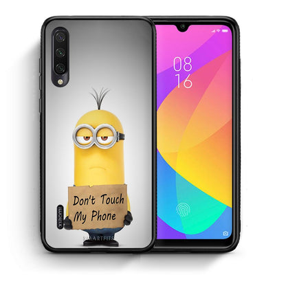Θήκη Xiaomi Mi A3 Minion Text από τη Smartfits με σχέδιο στο πίσω μέρος και μαύρο περίβλημα | Xiaomi Mi A3 Minion Text case with colorful back and black bezels