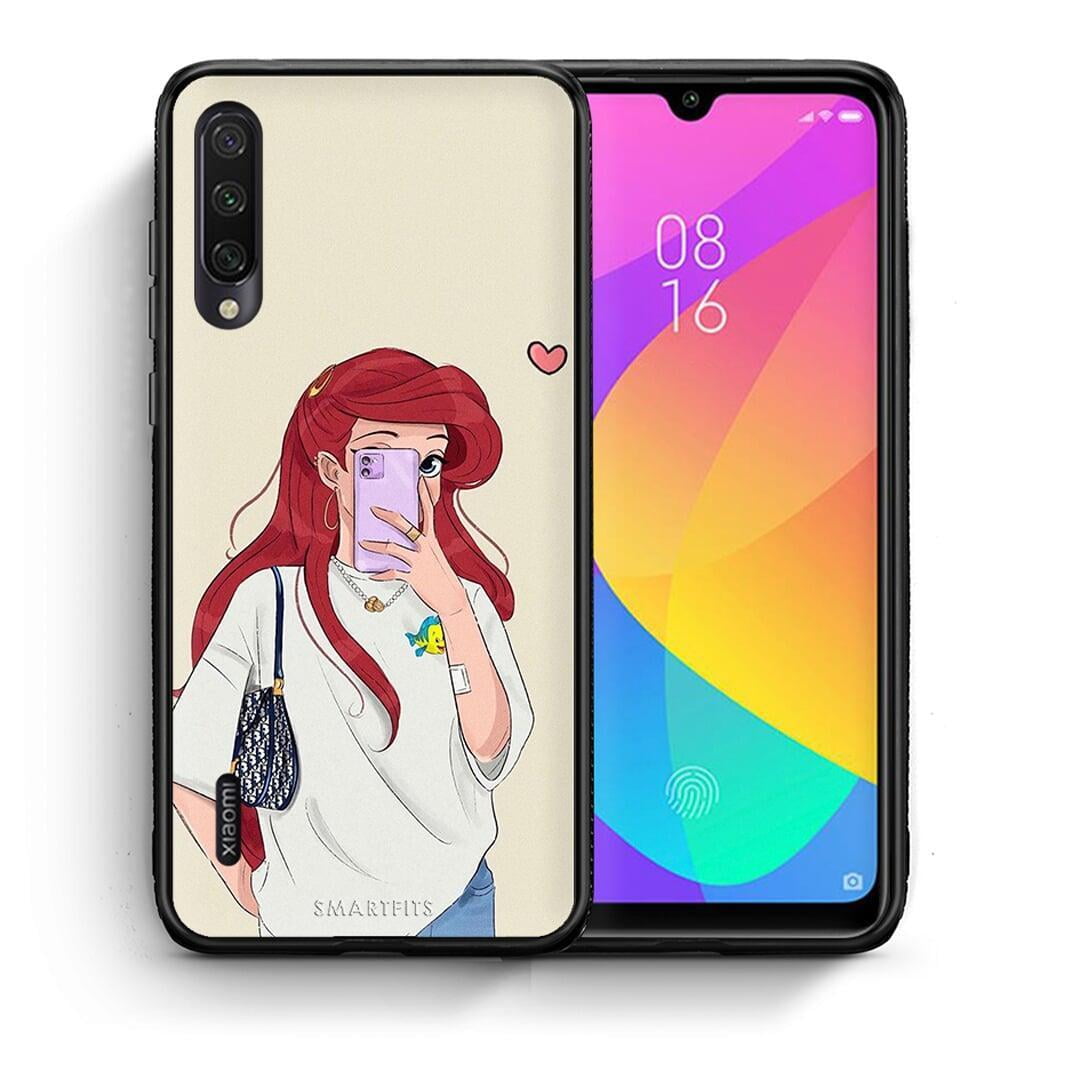 Θήκη Xiaomi Mi A3 Walking Mermaid από τη Smartfits με σχέδιο στο πίσω μέρος και μαύρο περίβλημα | Xiaomi Mi A3 Walking Mermaid case with colorful back and black bezels