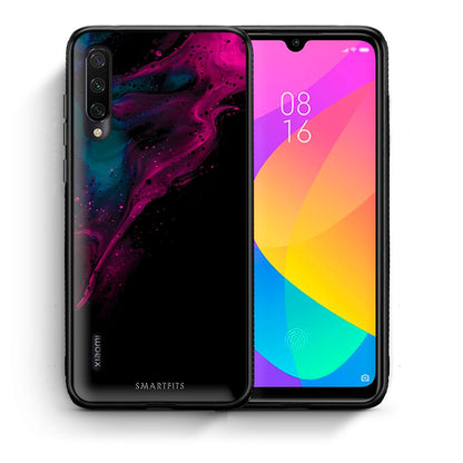 Θήκη Xiaomi Mi A3 Pink Black Watercolor από τη Smartfits με σχέδιο στο πίσω μέρος και μαύρο περίβλημα | Xiaomi Mi A3 Pink Black Watercolor case with colorful back and black bezels