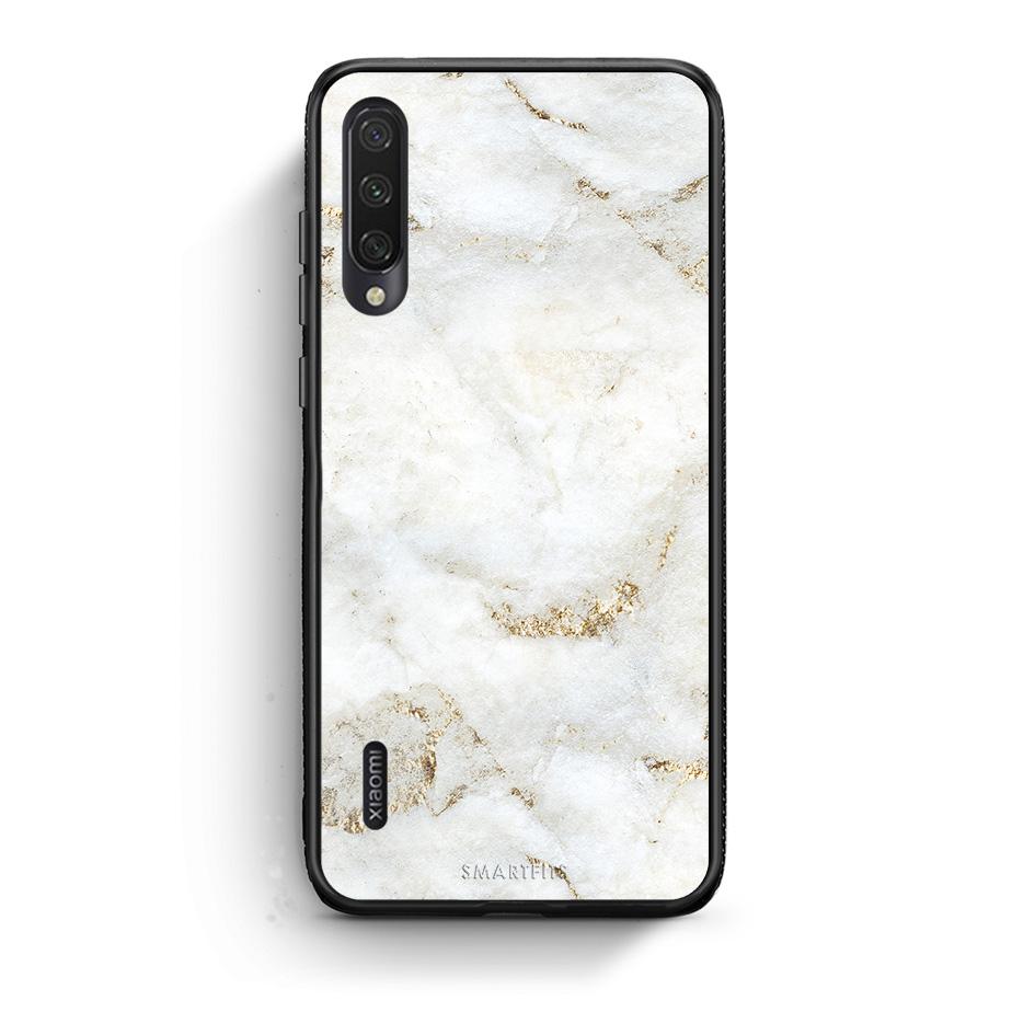 Xiaomi Mi A3 White Gold Marble θήκη από τη Smartfits με σχέδιο στο πίσω μέρος και μαύρο περίβλημα | Smartphone case with colorful back and black bezels by Smartfits