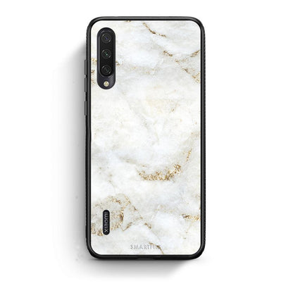 Xiaomi Mi A3 White Gold Marble θήκη από τη Smartfits με σχέδιο στο πίσω μέρος και μαύρο περίβλημα | Smartphone case with colorful back and black bezels by Smartfits