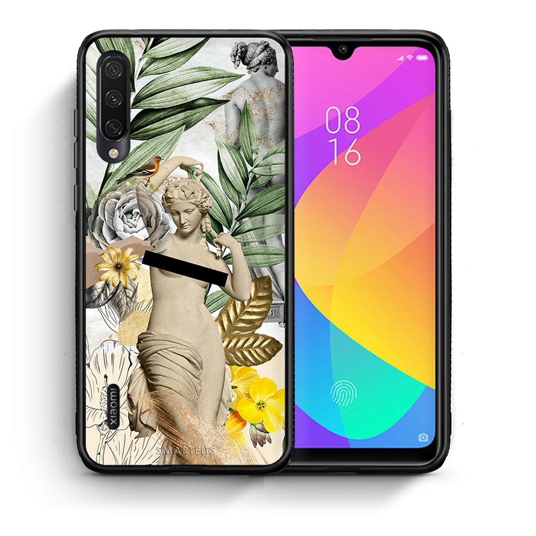 Θήκη Xiaomi Mi A3 Woman Statue από τη Smartfits με σχέδιο στο πίσω μέρος και μαύρο περίβλημα | Xiaomi Mi A3 Woman Statue case with colorful back and black bezels