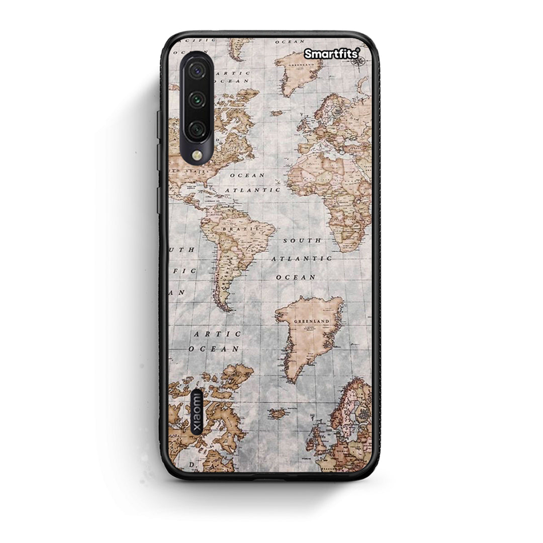 Xiaomi Mi A3 World Map Θήκη από τη Smartfits με σχέδιο στο πίσω μέρος και μαύρο περίβλημα | Smartphone case with colorful back and black bezels by Smartfits