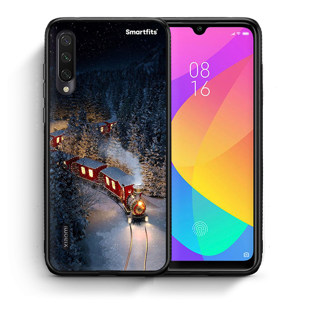 Θήκη Xiaomi Mi A3 Xmas Train από τη Smartfits με σχέδιο στο πίσω μέρος και μαύρο περίβλημα | Xiaomi Mi A3 Xmas Train case with colorful back and black bezels
