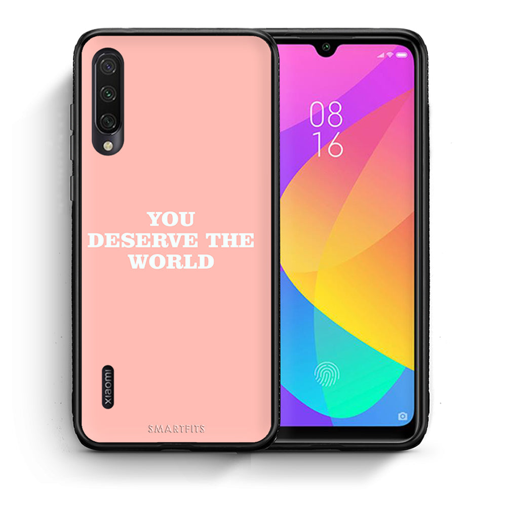 Θήκη Αγίου Βαλεντίνου Xiaomi Mi A3 You Deserve The World από τη Smartfits με σχέδιο στο πίσω μέρος και μαύρο περίβλημα | Xiaomi Mi A3 You Deserve The World case with colorful back and black bezels