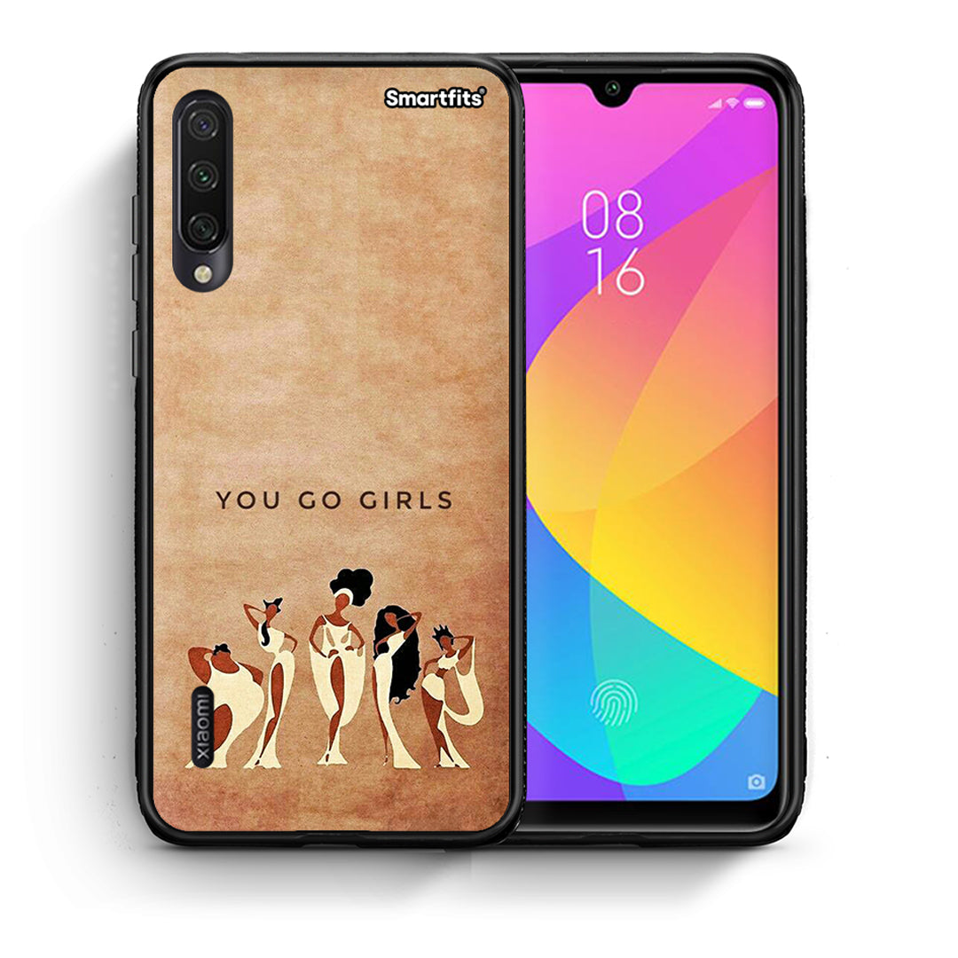 Θήκη Xiaomi Mi A3 You Go Girl από τη Smartfits με σχέδιο στο πίσω μέρος και μαύρο περίβλημα | Xiaomi Mi A3 You Go Girl case with colorful back and black bezels