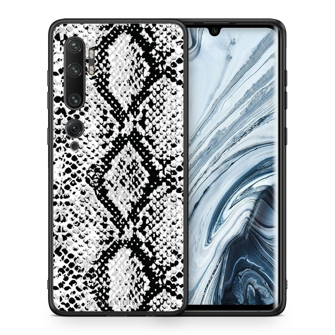 Θήκη Xiaomi Mi Note 10 Pro White Snake Animal από τη Smartfits με σχέδιο στο πίσω μέρος και μαύρο περίβλημα | Xiaomi Mi Note 10 Pro White Snake Animal case with colorful back and black bezels