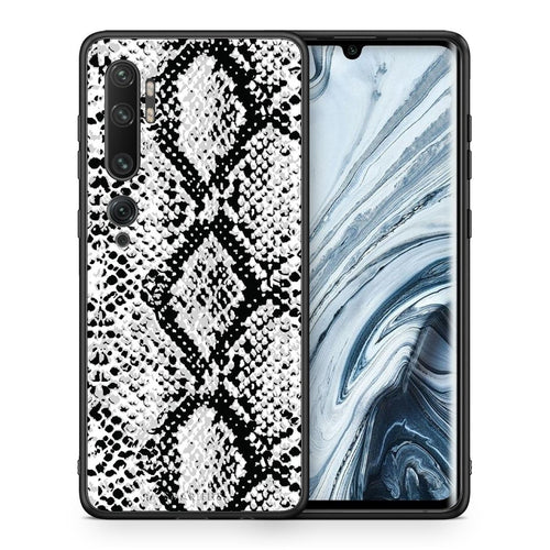 Θήκη Xiaomi Mi Note 10 Pro White Snake Animal από τη Smartfits με σχέδιο στο πίσω μέρος και μαύρο περίβλημα | Xiaomi Mi Note 10 Pro White Snake Animal case with colorful back and black bezels