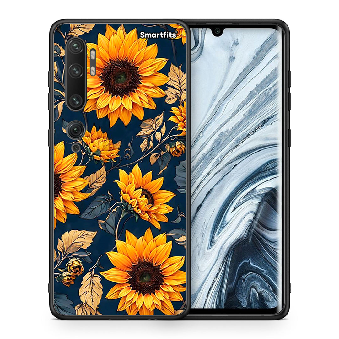 Θήκη Xiaomi Mi Note 10 / 10 Pro Autumn Sunflowers από τη Smartfits με σχέδιο στο πίσω μέρος και μαύρο περίβλημα | Xiaomi Mi Note 10 / 10 Pro Autumn Sunflowers case with colorful back and black bezels