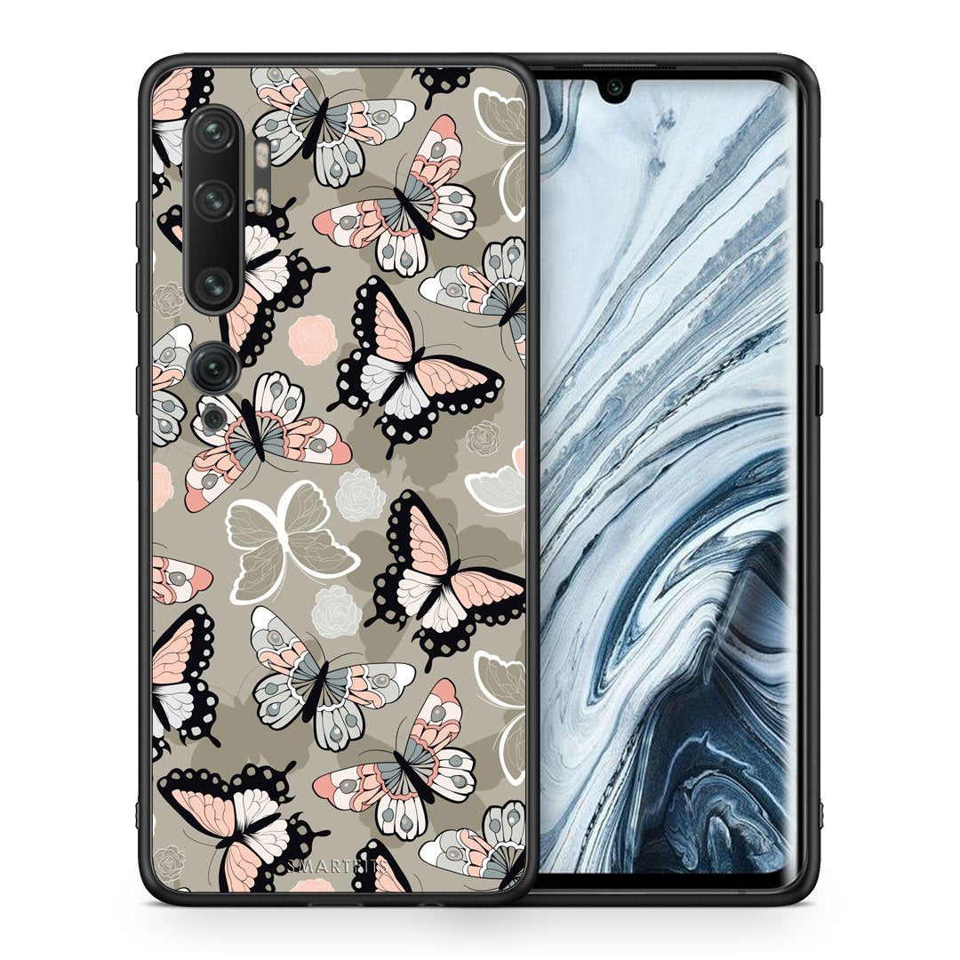 Θήκη Xiaomi Mi Note 10 Pro Butterflies Boho από τη Smartfits με σχέδιο στο πίσω μέρος και μαύρο περίβλημα | Xiaomi Mi Note 10 Pro Butterflies Boho case with colorful back and black bezels