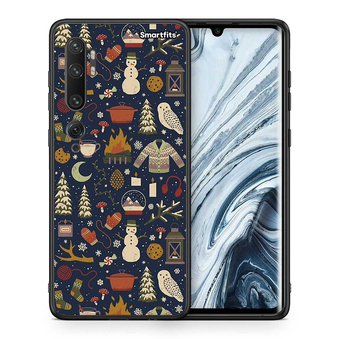 Θήκη Xiaomi Mi Note 10 Pro Christmas Elements από τη Smartfits με σχέδιο στο πίσω μέρος και μαύρο περίβλημα | Xiaomi Mi Note 10 Pro Christmas Elements case with colorful back and black bezels