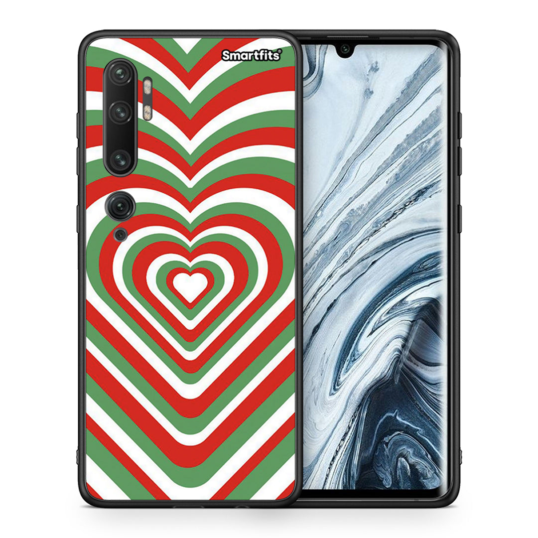 Θήκη Xiaomi Mi Note 10 Pro Christmas Hearts από τη Smartfits με σχέδιο στο πίσω μέρος και μαύρο περίβλημα | Xiaomi Mi Note 10 Pro Christmas Hearts case with colorful back and black bezels