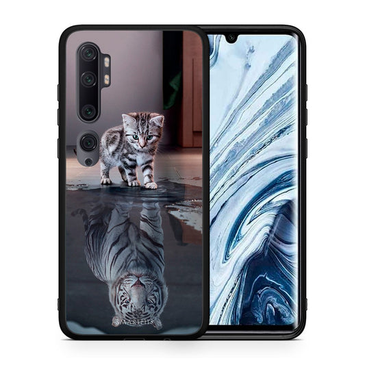 Θήκη Xiaomi Mi Note 10 Pro Tiger Cute από τη Smartfits με σχέδιο στο πίσω μέρος και μαύρο περίβλημα | Xiaomi Mi Note 10 Pro Tiger Cute case with colorful back and black bezels
